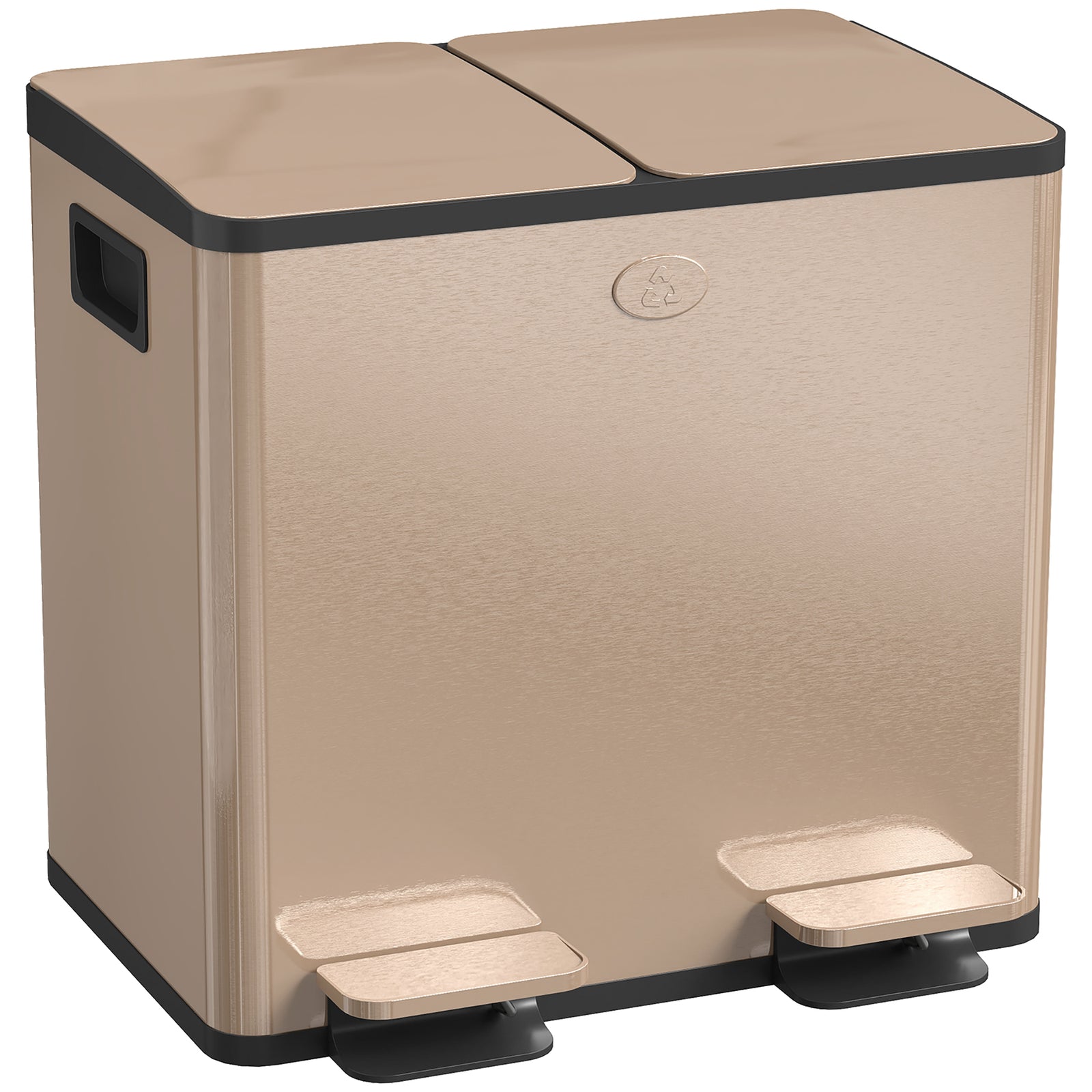 2 X 15l Dual Kitchen Bin Pedal Bin For Recycling And Waste | Gold