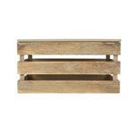 Oak Effect Slatted Lidded Wooden Storage Box | Medium | Brown
