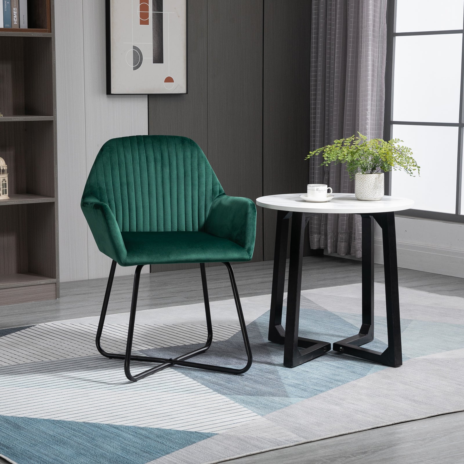 Accent Chair Velvet-feel Upholstered Lounge Armchair | One Size | Green