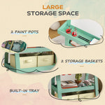 Double-sided Art Easel For Kids W/ Paper Roll, Storage Baskets | Green