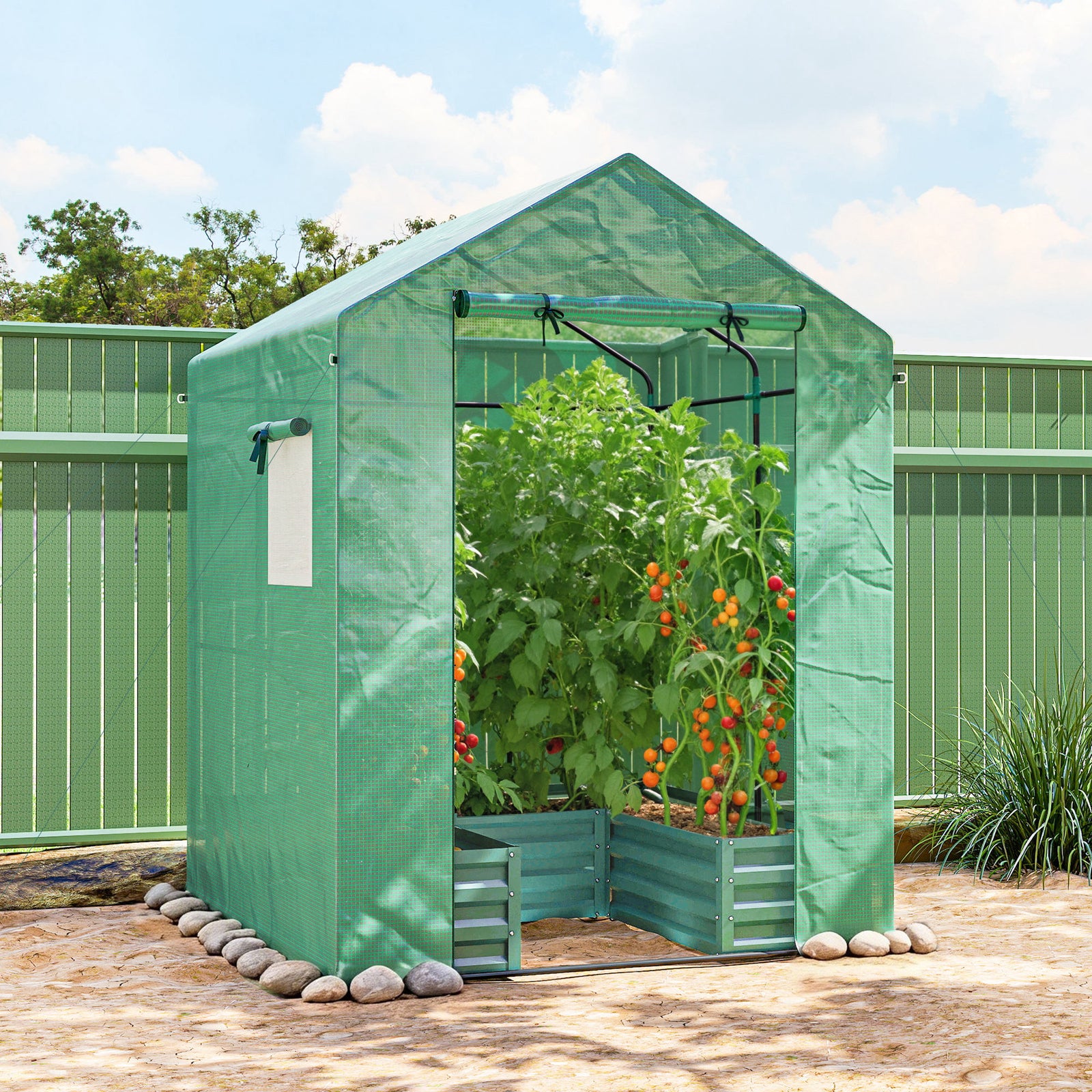 Small Greenhouse Outdoor Greenhouse With Roll Up Door | Green