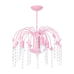 Laura Pink  Pendant Lamp  Beautifully Hand Made Chandelier In Baby Pink With Crystal Droplets