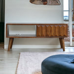 Solid Wood Chestnut Prism Sliding Media Unit