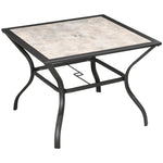 Garden Table W/ Pc Board Tabletop For 4, Parasol Hole