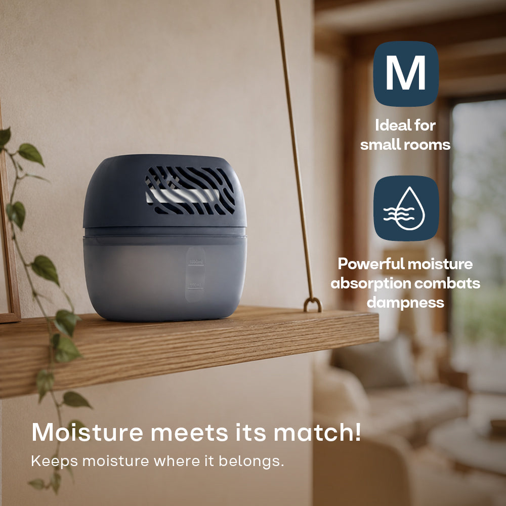 Reusable 1000ml Dehumidifier With 2 Calcium Chloride Refill Tabs | Navy Blue