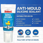 Unibond Silicone Sealant Anti-Mould & Waterproof for Kitchen & Bathroom, 50ml