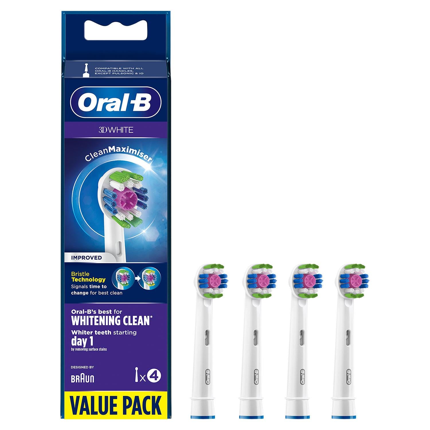 3d White Clean Maximiser Replacement Toothbrush Head, Pack Of 4