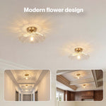 Emitto Ceiling Light Flower Clear Glass Fixture Chandelier Flush Mount 2 Pcs