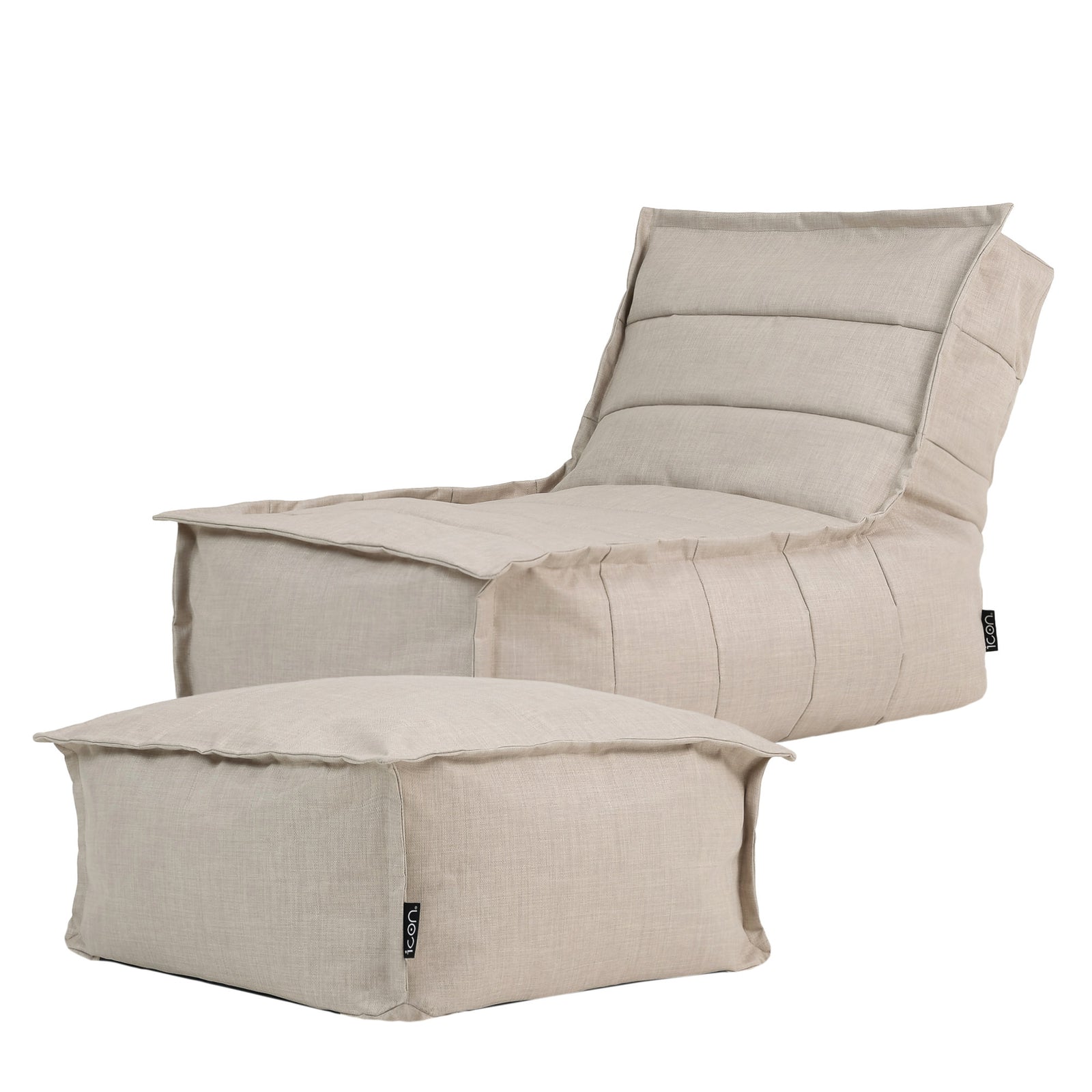 Dolce Indoor Outdoor Bean Bag Lounger And Footstool Beige Patio Chairs