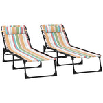 2 Pcs Beach Chaise Lounge 4 Adjustable Positions | Set of 2 | Multi Colour