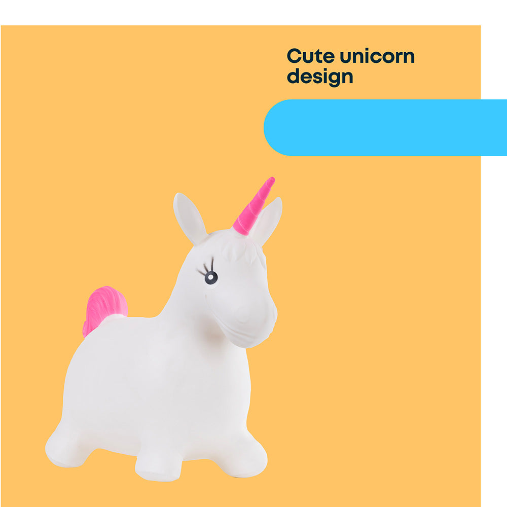 Inflatable Unicorn Hopper Ride On Bouncy Animal Toy With Hand Pump