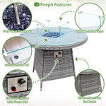 Windsor Rattan 4 Seat Firepit Dining Set | 4 Seat | Mixed Grey
