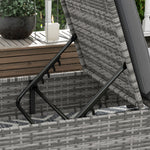 Recliner Rattan Sofa Set W/ Glass Table & Cushions - Grey