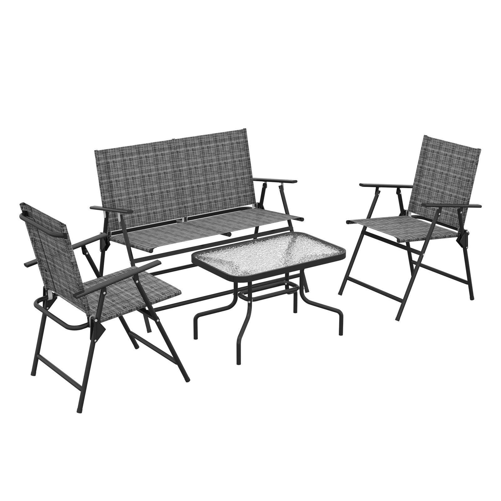 Outdoor 4 Pieces Patio Set, Mesh Fabric | Light Grey