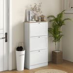 Narrow Shoe Cabinet With 3 Flip Drawers For 18 Pairs