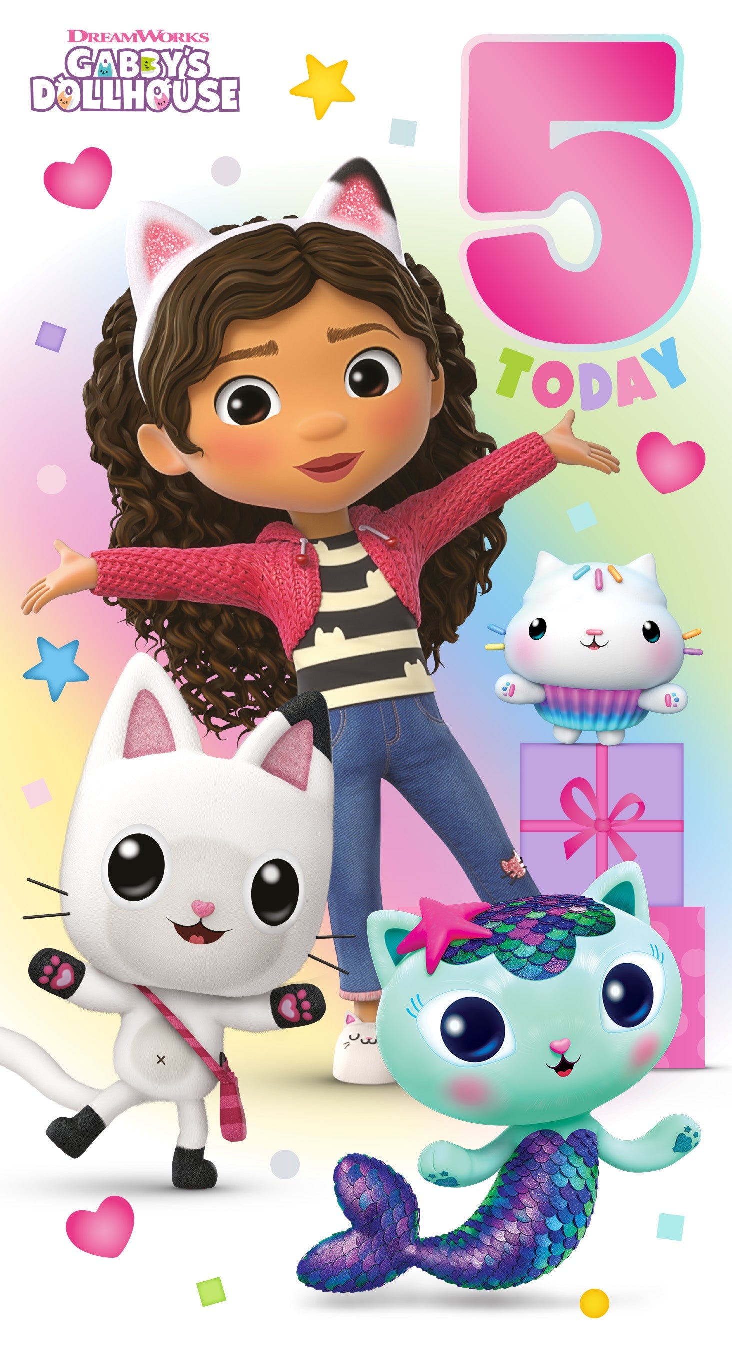 Gabby's Dollhouse Age 5 Birthday Card Official Product