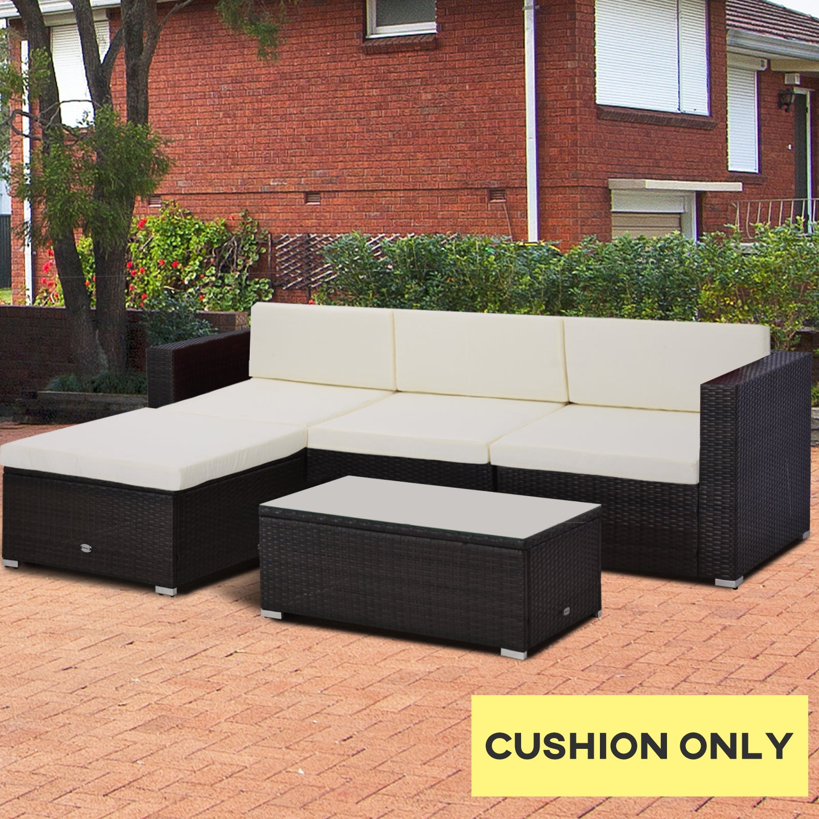 7 Piece Outdoor Furniture Cushion Set For Rattan Furniture | Cream
