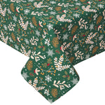 Festive Forest 100% Cotton Round Green Christmas Tablecloth 178 Cm