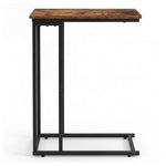 Levede Side Table C Shaped Space Saving For Sofa Bedroom Rustic Brown