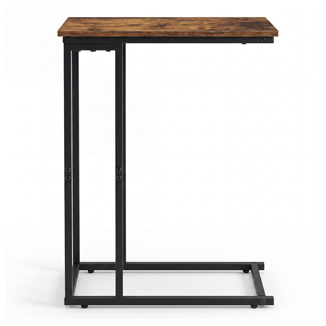 Levede Side Table C Shaped Space Saving For Sofa Bedroom Rustic Brown