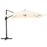 Large Square Patio Parasol With Durable Polyester Canopy, Pa Waterproof Coating, Adjustable Height, 360° Foot Pedal Rotation With Cross Base | One Size | Beige