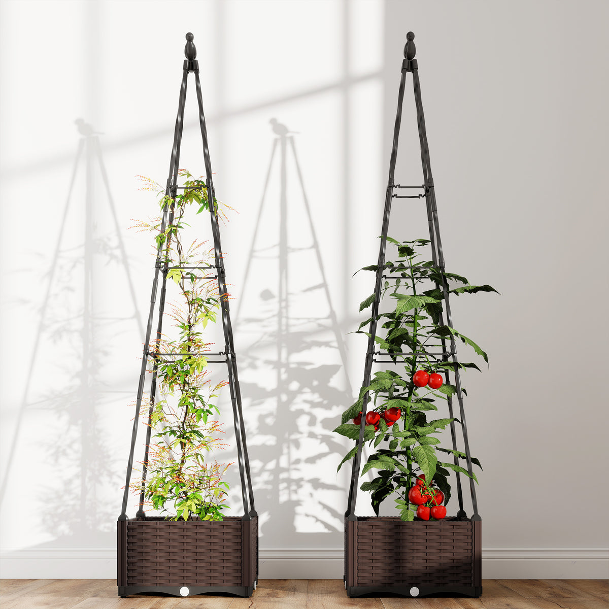 Outsunny Raised Garden Bed Planter Box With Trellis And Self Watering
