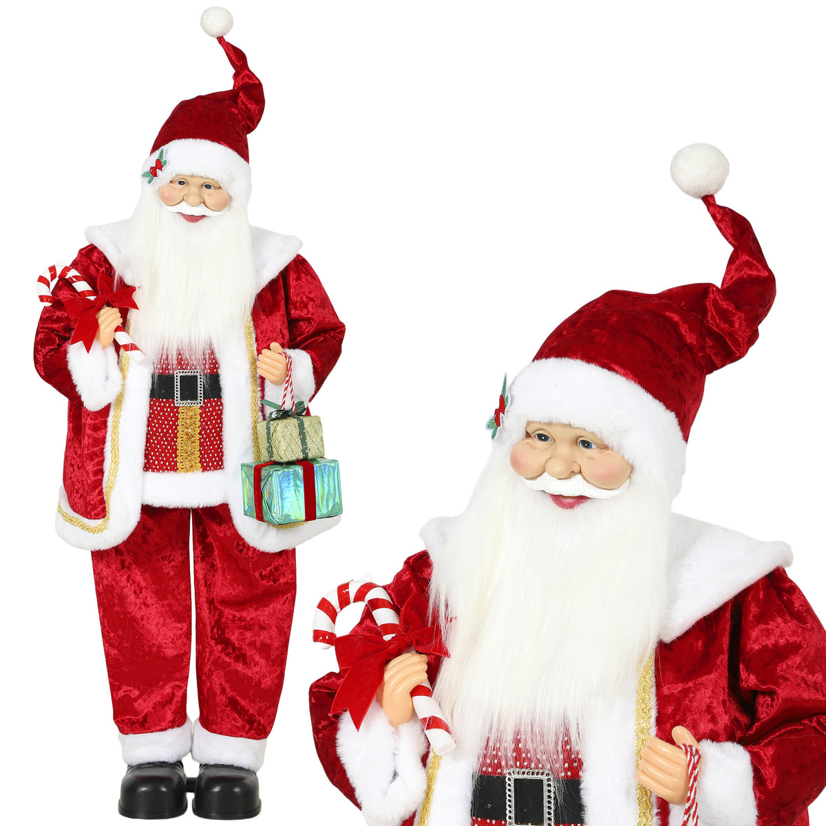 HOMCOM 120cm Christmas Singing Dancing Santa Claus With Gift And Candy Cane
