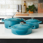 Cast Iron Casserole Dish 26cm Oven Proof Pan & Lid | 26cm | Blue