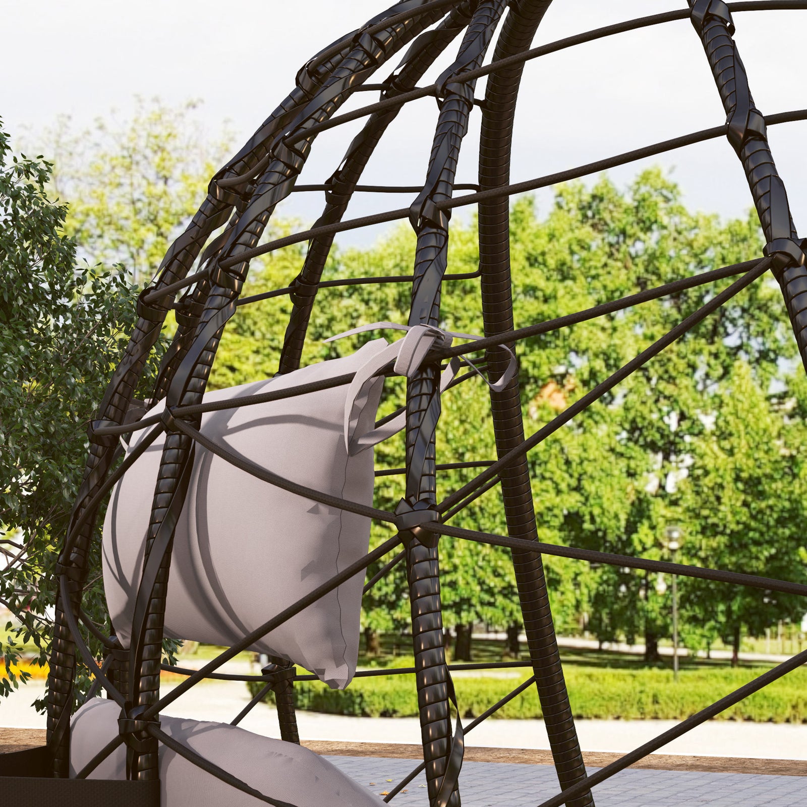 Garden Egg Chair Outdoor Hanging Swing Chair, Folding Basket | Gray