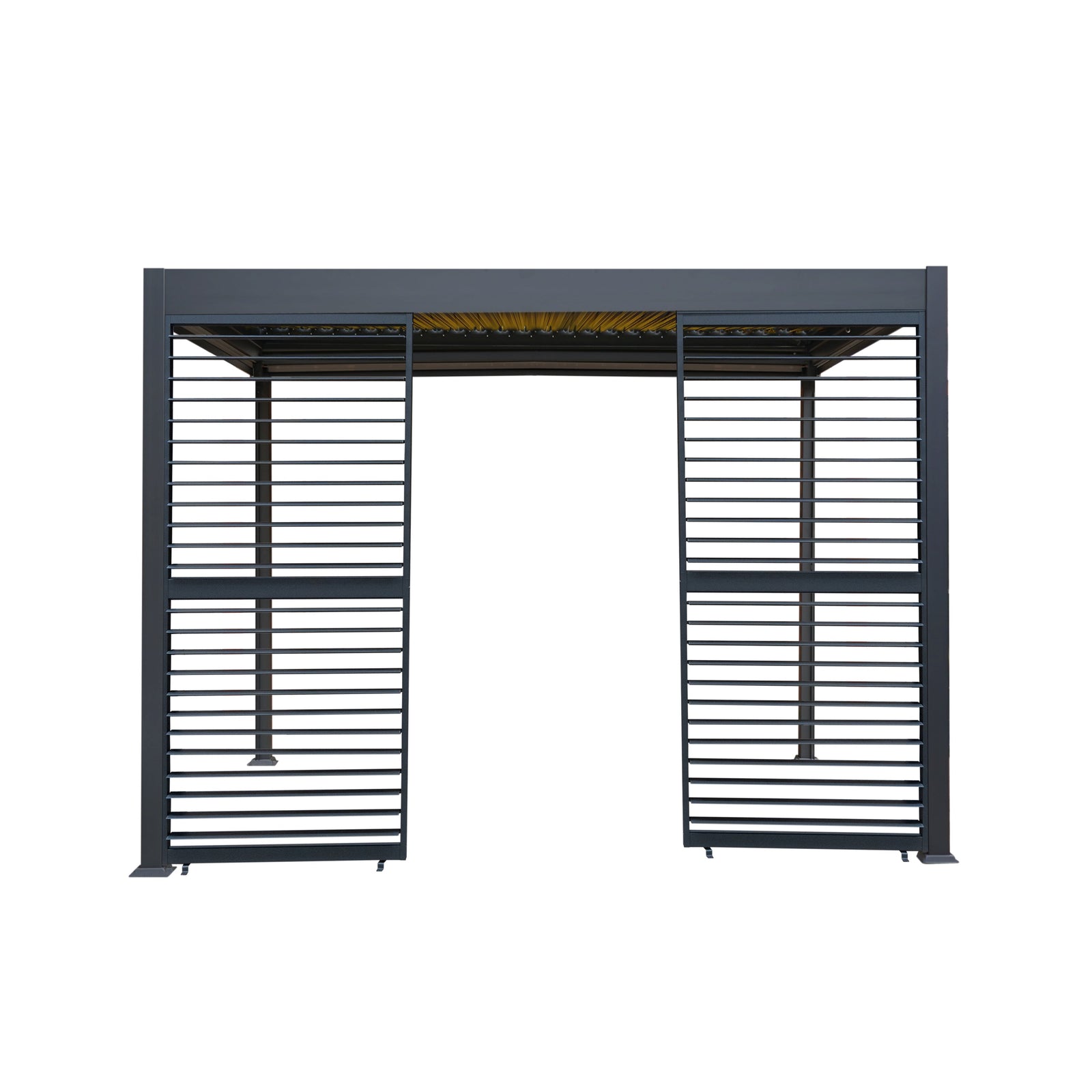 Aluminium Pergola With Anthracite Blinds, 2 X Side Panels & Led Lights | 3m x 3m | Anthracite