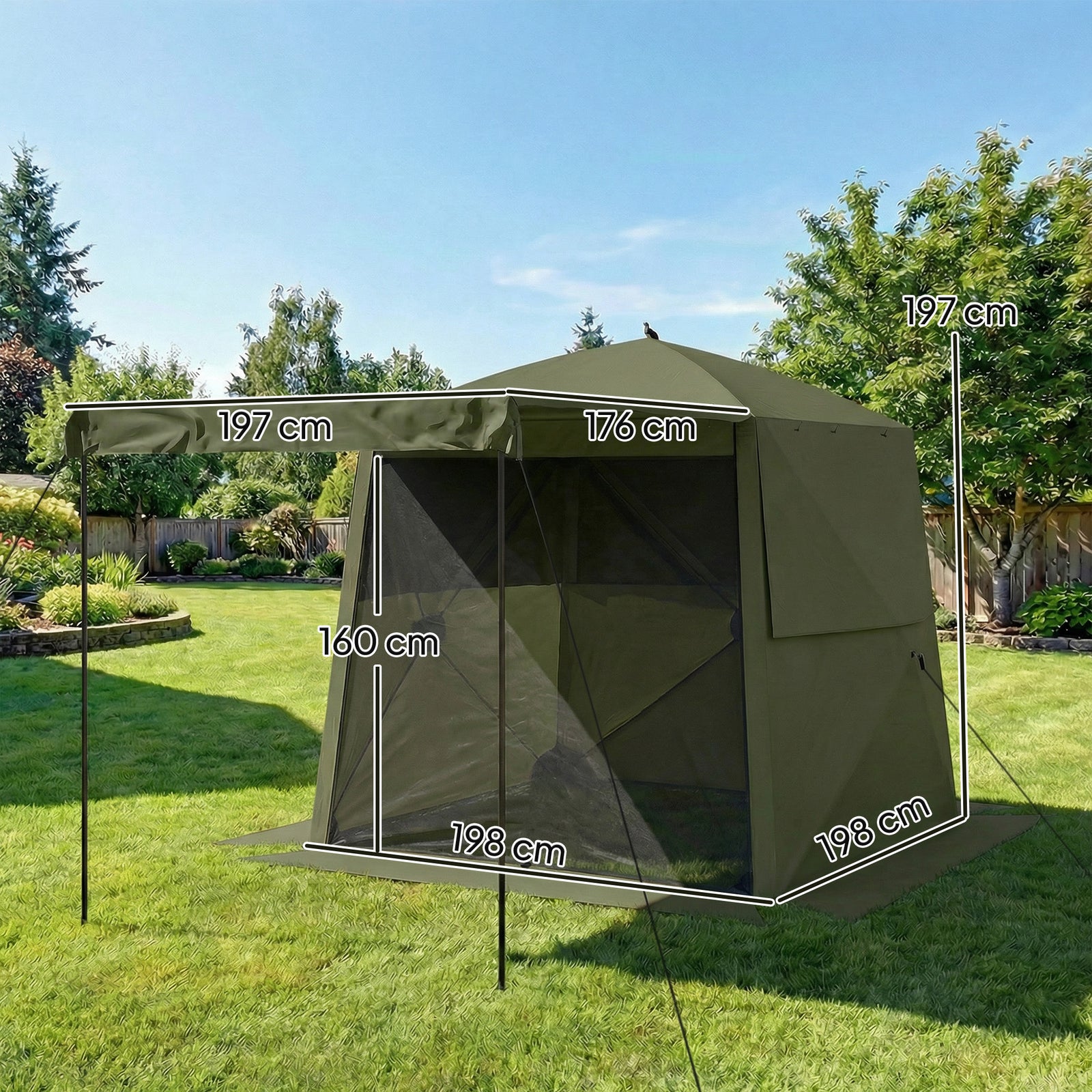 Pop Up Gazebo Waterproof With Awning 2 X 2 M | Green