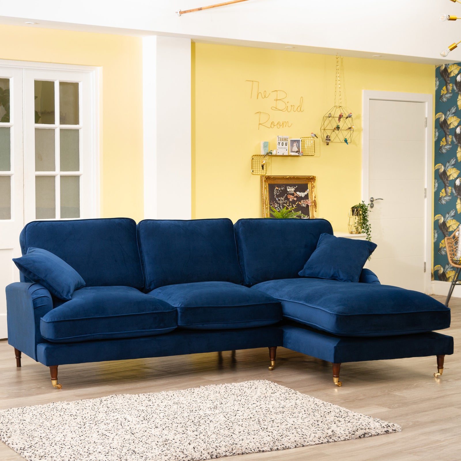 Mackenzie Large Right Hand Facing Velvet Corner Sofa | 4 | Blue