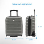 45x36x20cm Easyjet Free Cabin Bag 2 Wheel Suitcase Hard Shell Carry On | Cabin | Charcoal