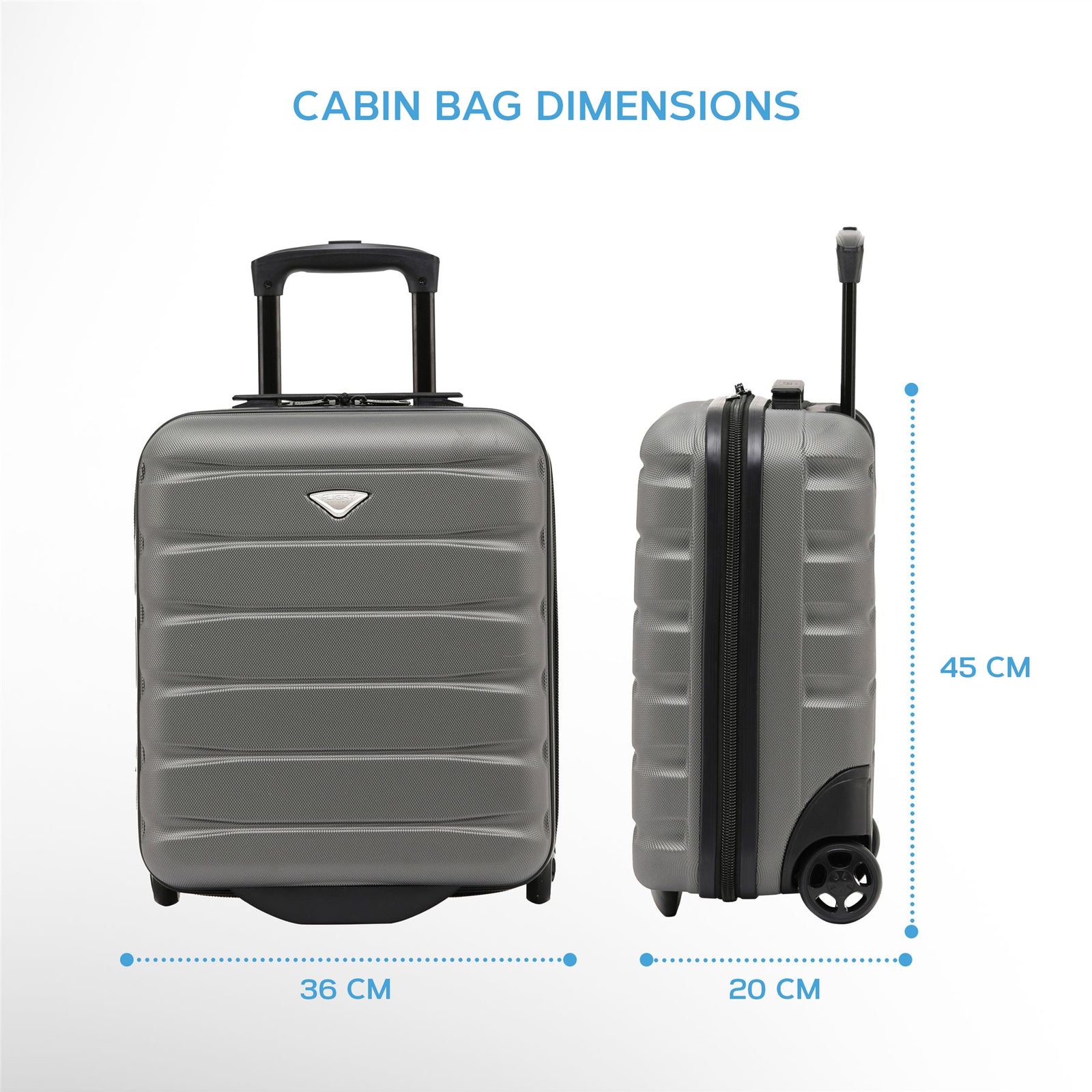 45x36x20cm Easyjet Free Cabin Bag 2 Wheel Suitcase Hard Shell Carry On | Cabin | Charcoal