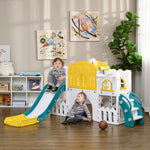 7 In 1 Toddler Slide With Basketball Hoop, For 1-3 Years, Yellow