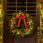 Pre-lit Artificial Christmas Door Wreath Holly Garland Decor 20 Led