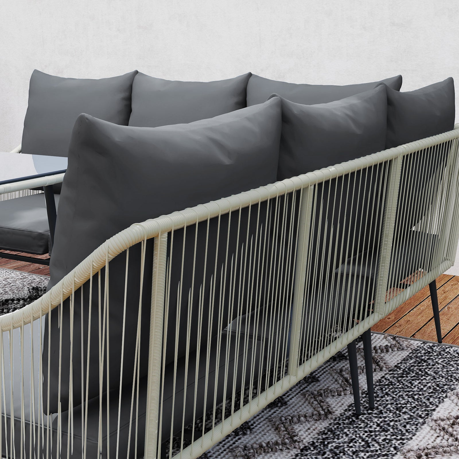 6 Piece Garden Furniture Set Garden Sofa With Cushions | Light Grey