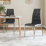 Grey Faux Leather Dining Chair With Metal Legs