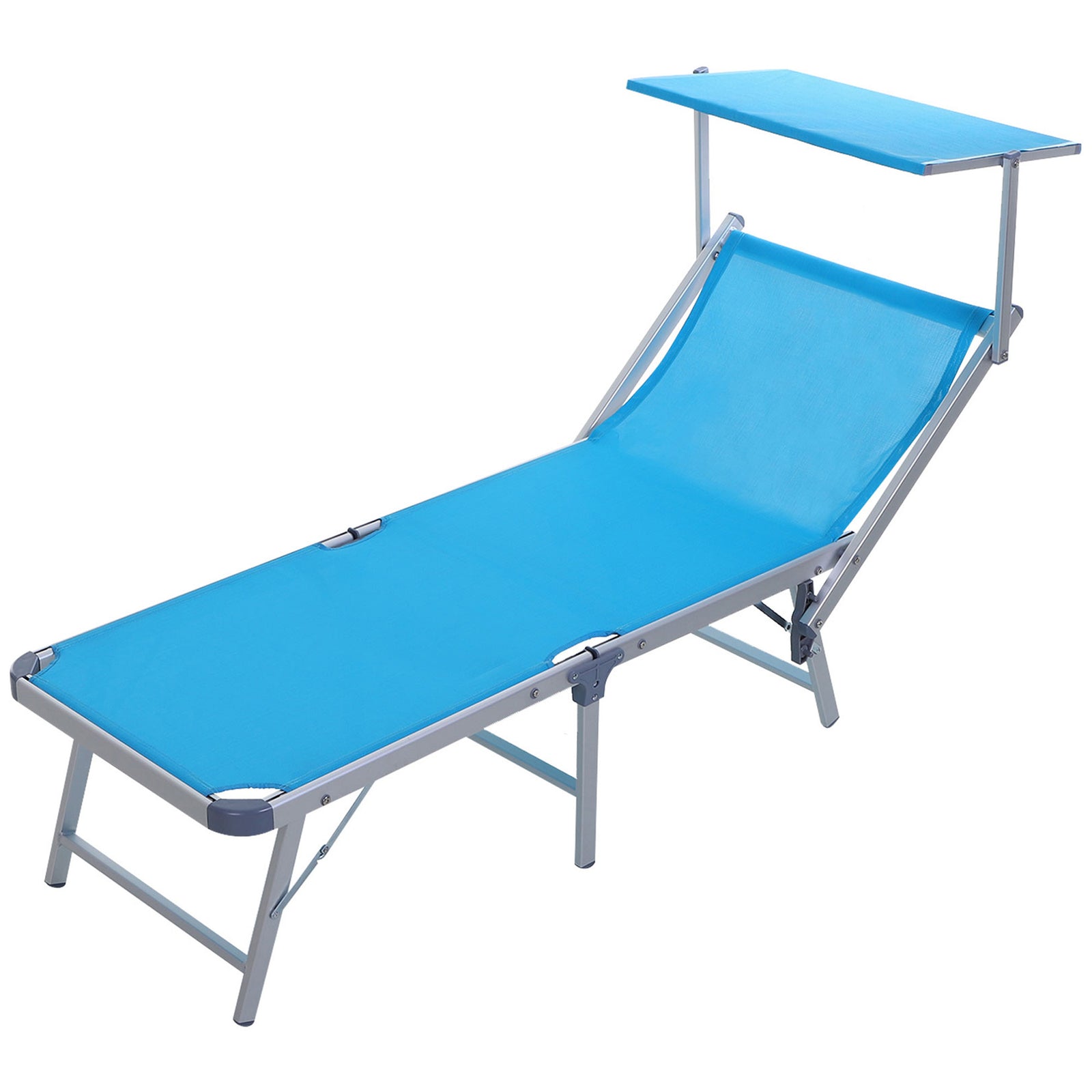 Outsunny Outdoor Aluminium Foldable Sun Lounger  With Sun Roof
