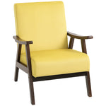 Velvet Armchair With Solid Wood Frame And Thick Padded | One Size | Yellow