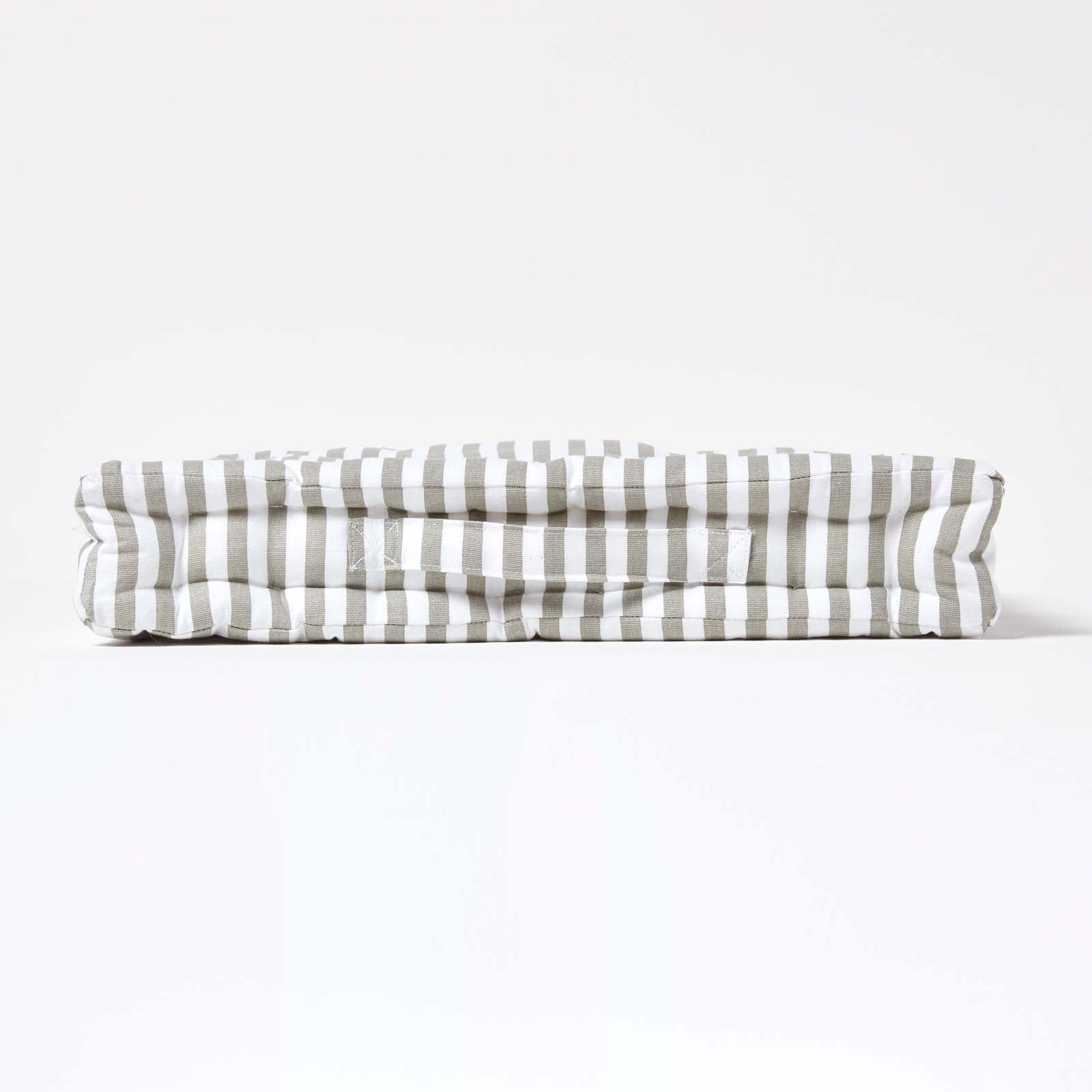 Cotton Thin Striped Floor Cushion | 40cm x 40cm | Light Grey
