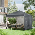 3x3 (m) Pop Up Gazebo Party Tent W/ 2 Sidewalls, Weight Bags | Dark Gray