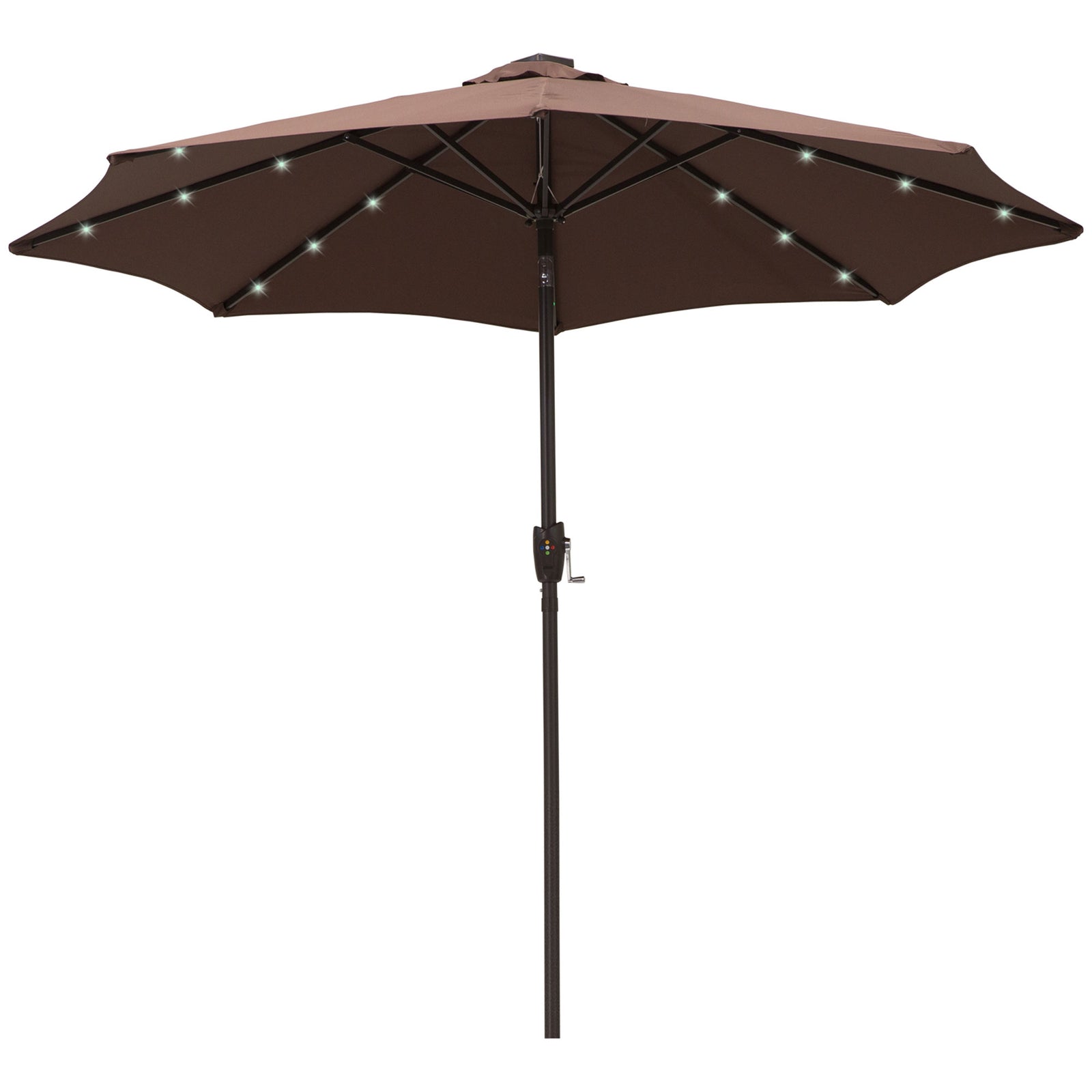Parasol Patio Umbrella W/ Led Light Crank | Brown