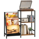 Record Player Stand, 3-tier Side Table With Vinyl Record Storage | Brown
