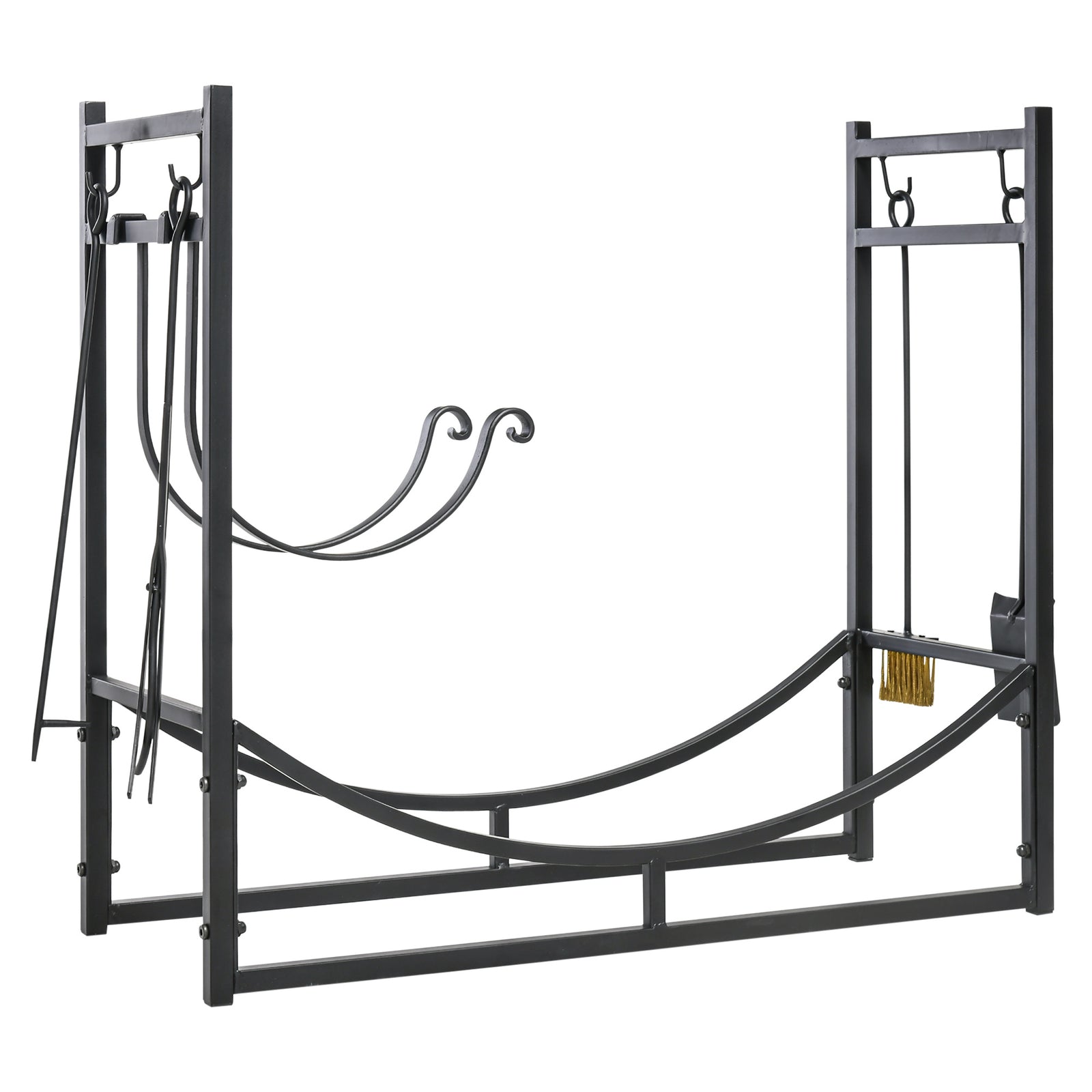 Firewood Stand W/ 4-pc Tools Set, Black