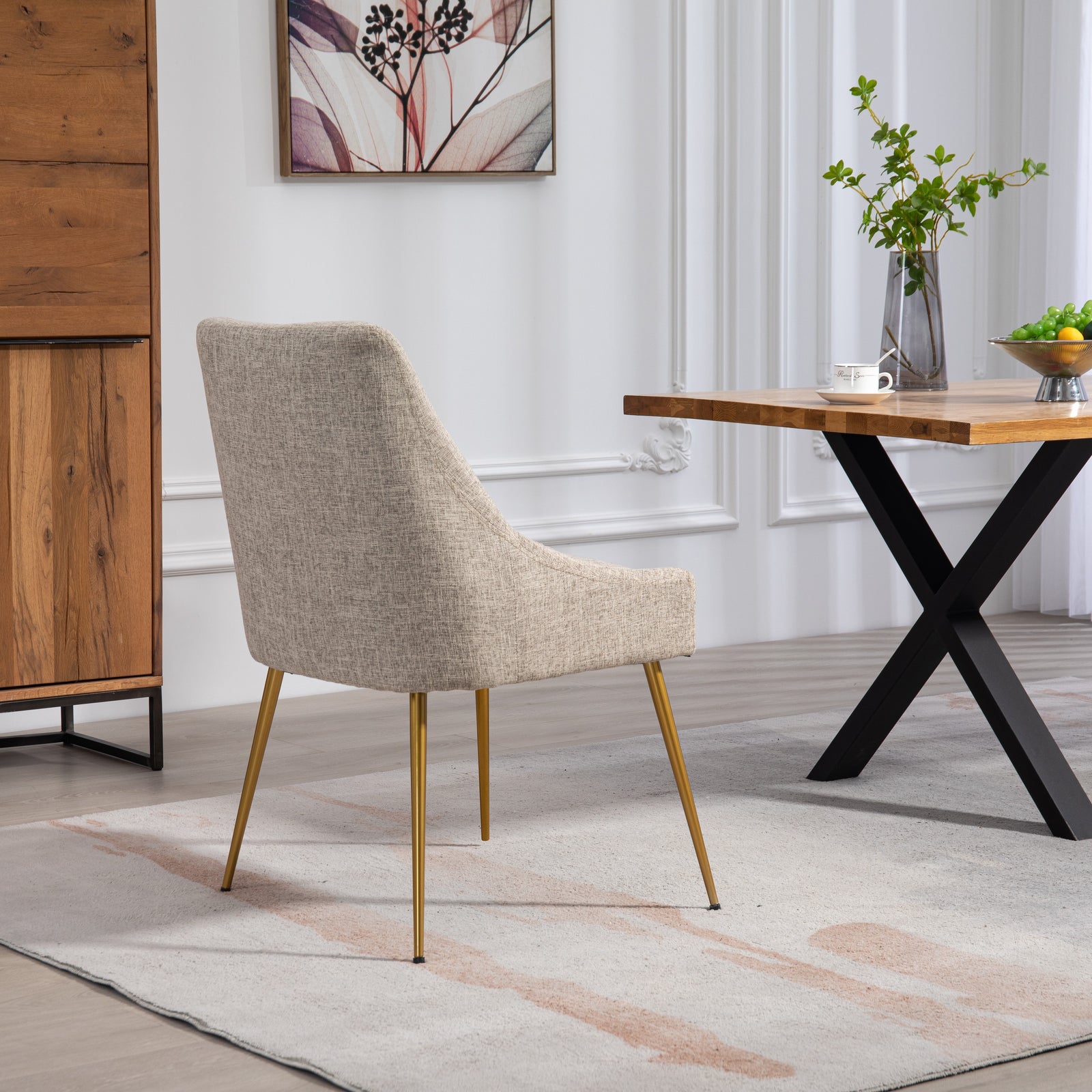 Set Of 2 Lograto Fabric Dining Chairs | Brown