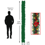 270cm Spruce Artificial Greenery Christmas Garland With 50 Led Warm White Lights | Red