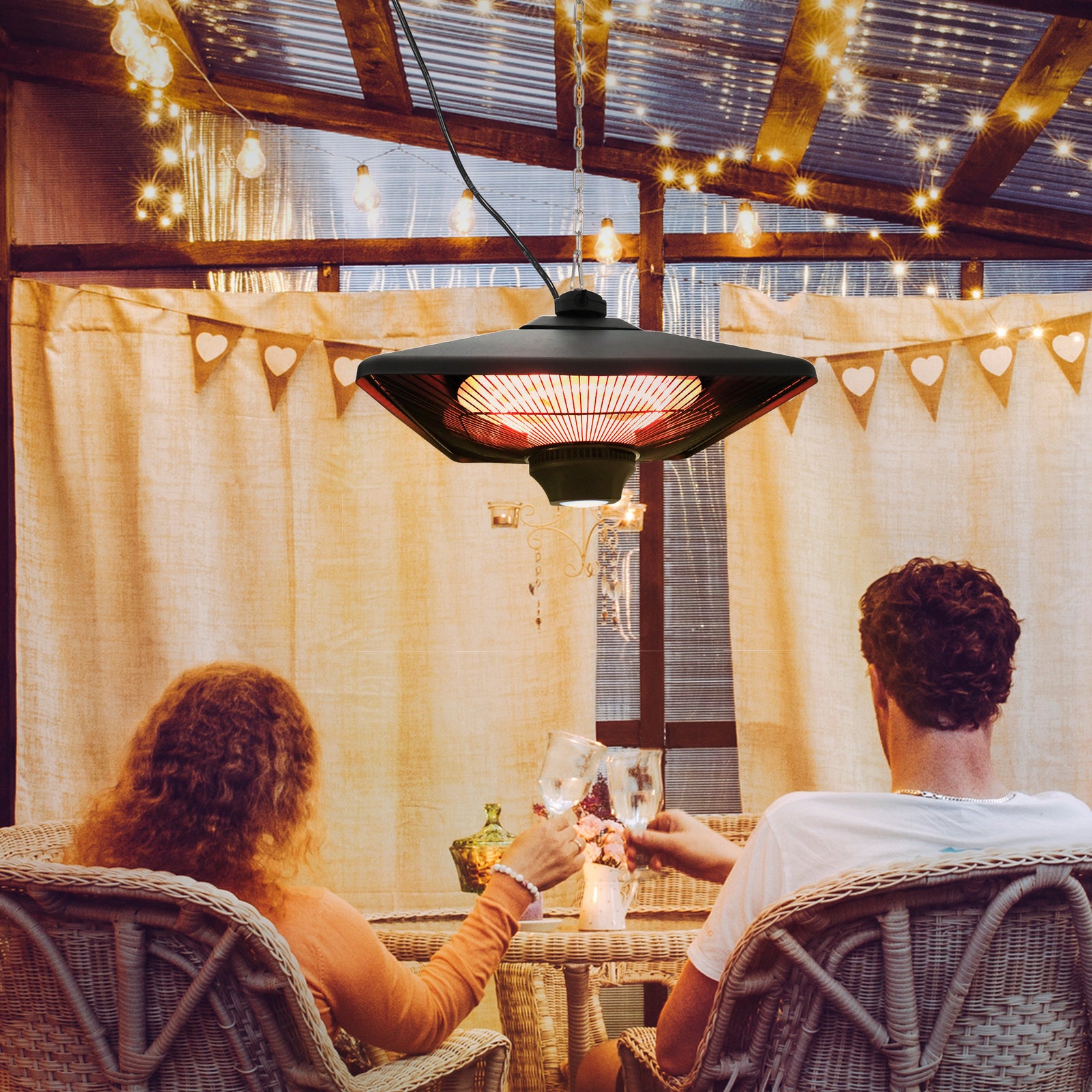 Electric Hanging Heater 2000w Halogen, Aluminium