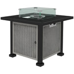 Square Propane Fire Pit Table 50,000 Btu W/ Glass