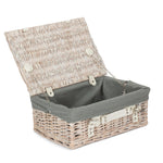 Wicker 35cm White Wash Empty Picnic Basket | Gray